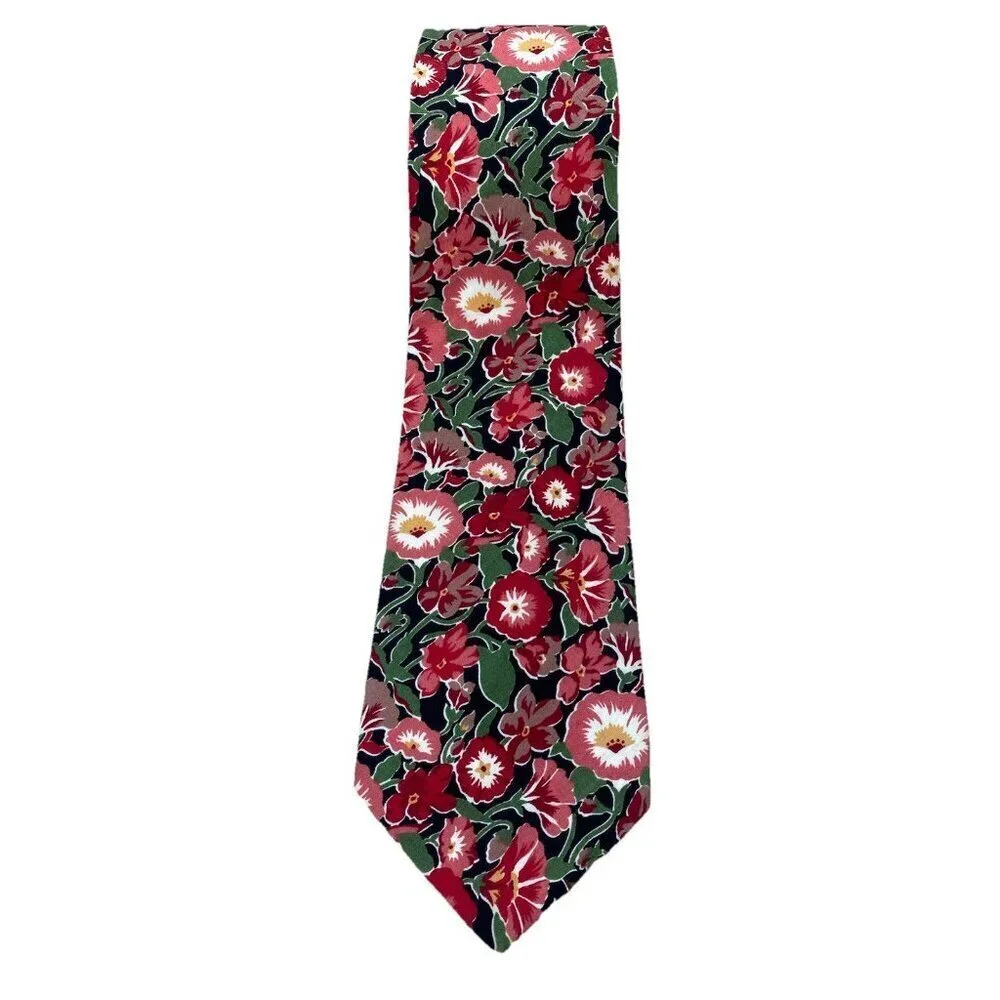 Liberty Of London Tie Mens OS Multicolor Floral Preppy Colorful Red Pink Cotton
